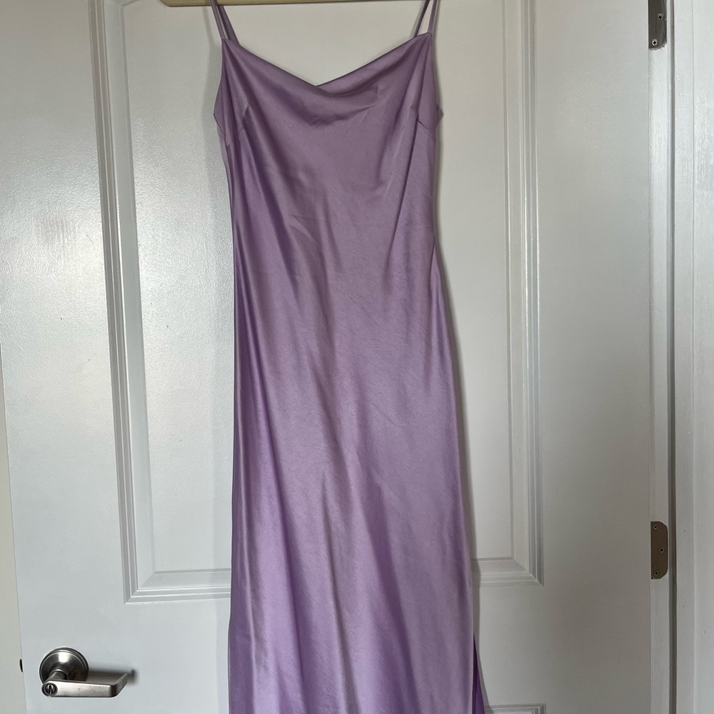 Express Lilac Satin Cowl Midi Slip Dress